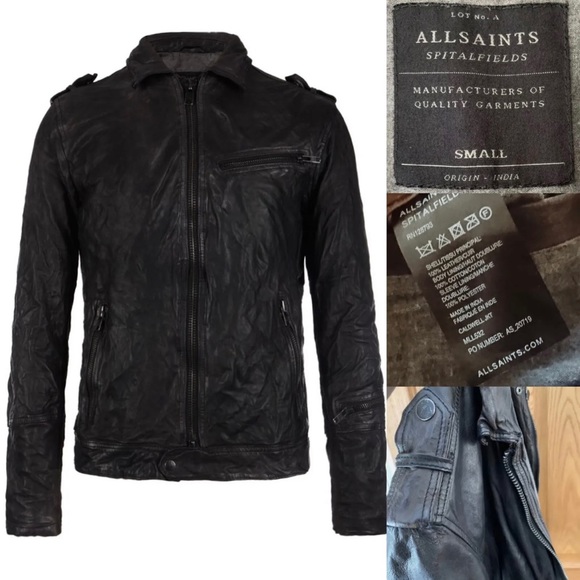 All Saints Other - AllSaints Leather ‘Caldwell’ Biker Jacket Size UK Small Black Autumn Winter